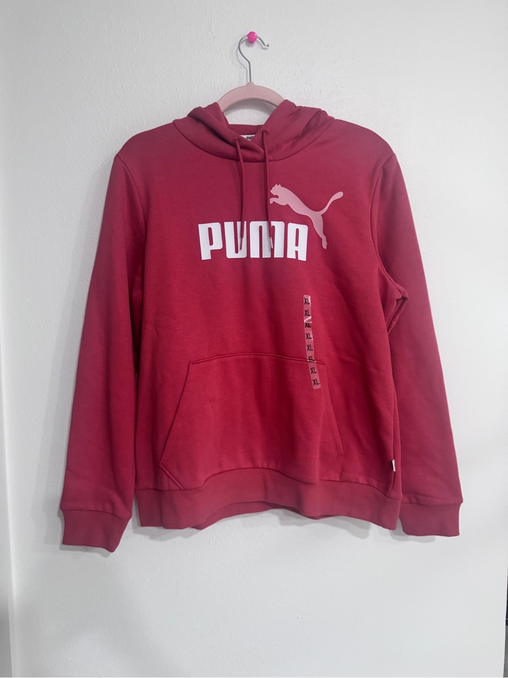 Women's ESS Logo Fleece Hoodie Astro Red Pink Size XL